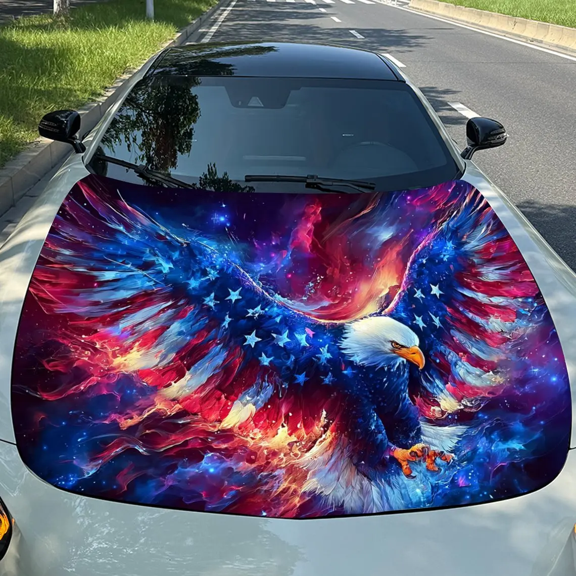 ستار سبانجلد بانر إليمنت إيجل يلتف الفينيل لأغطية السيارات، شارات PVC مقاومة للماء لغطاء السيارة، ملصقات ذاتية اللصق #1