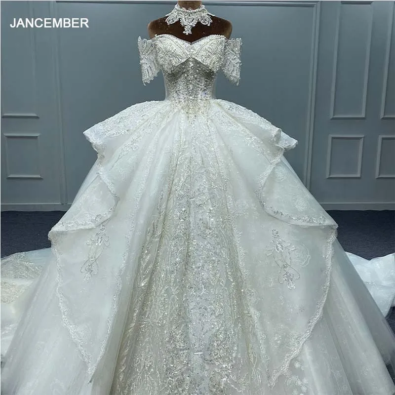 

Jancember First-rate Popular Design Wedding Gown For Bride 2024 Ball Gown Sweetheart Pearls Beading Vestido De Novia MN181