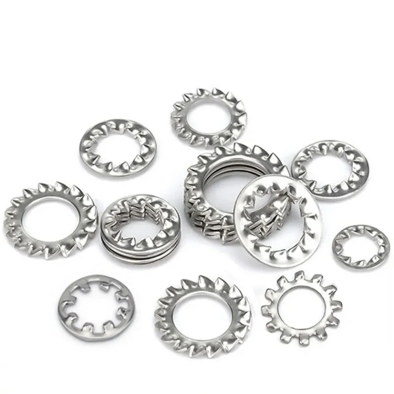 4 Types 304 Stainless Steel M2 M2.5 M3 M4 M5 M6 M8 M10 M12 M16 Internal and External Toointethed Serrated Lock Washer Gasket