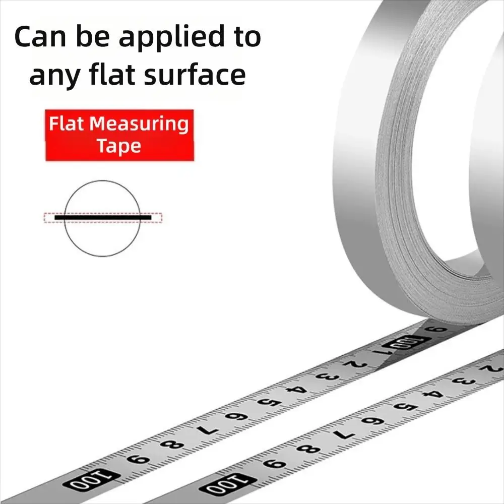 High Quality Self-Adhesive Measuring Tape Stainless Steel 12MM Width Metal Tape Measure 1/2/3 meters Workbench Ruler