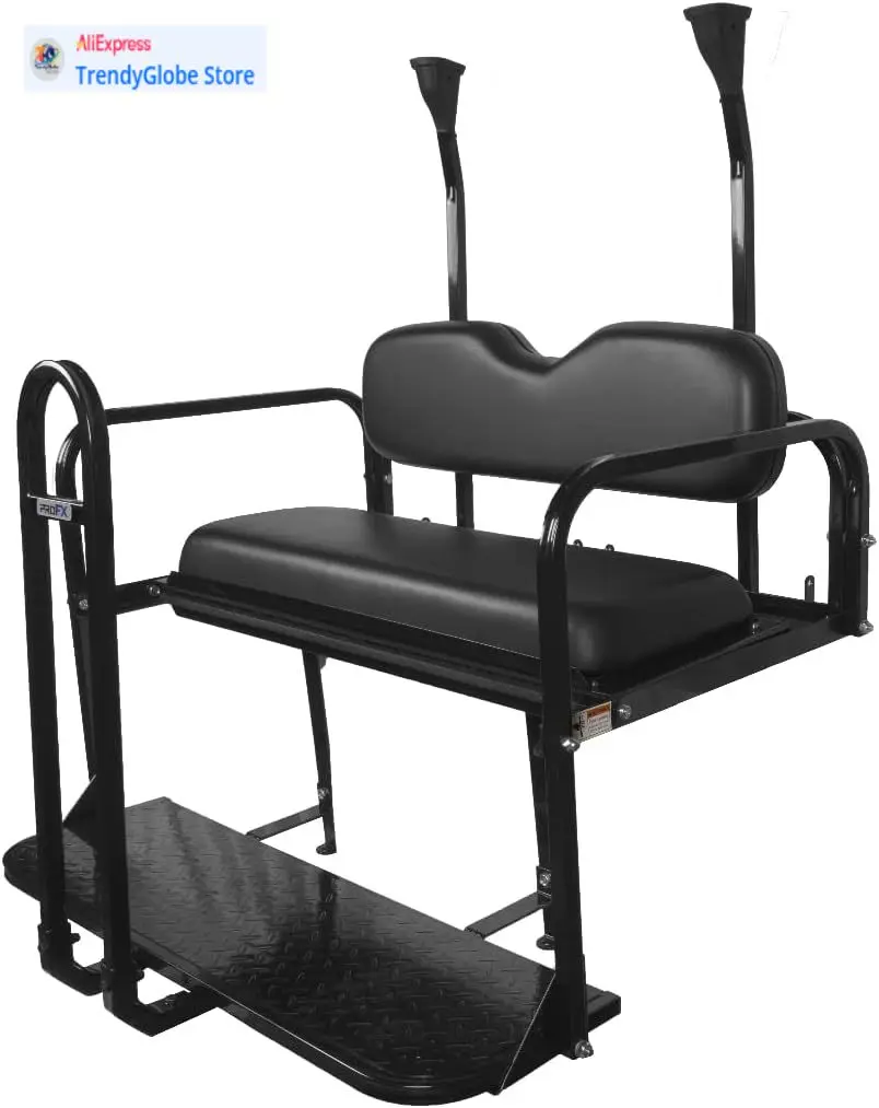 

Комплект заднего откидного сиденья для гольф-кара с поручнями для клубных автомобилей Precedent, Tempo, Onward Gas и Electric Golf Carts | Черные подушки