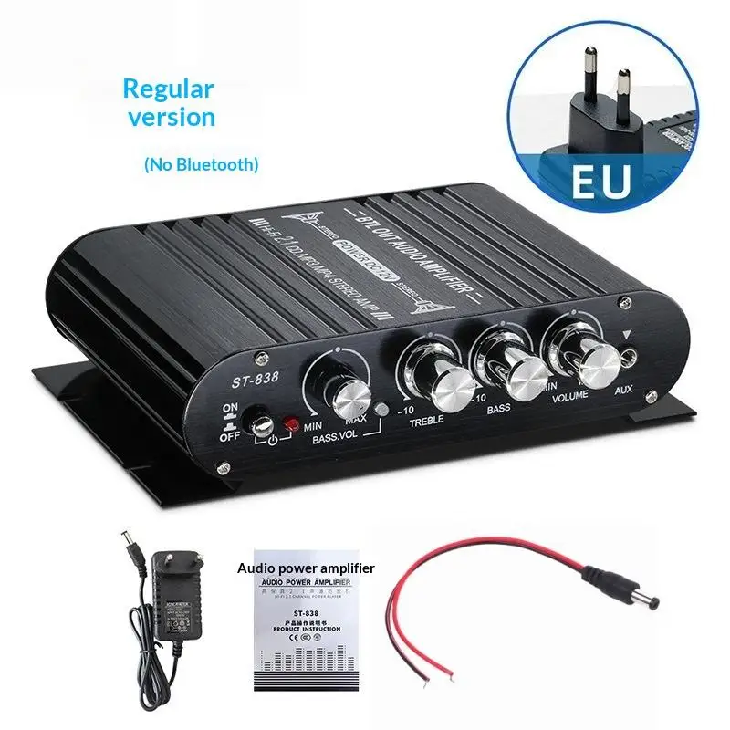 Amplificador de Potencia HiFi de 2.1 Canales, 1 Juego de Amplificadores Estéreo para Auto ST-838, Amplificadores de Subwoofer para Cine en Casa