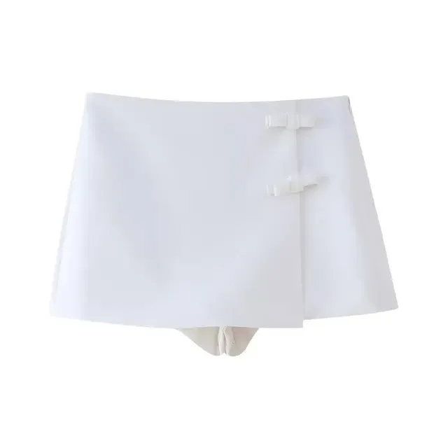 

BabYoung Summer Fashion Women Short Skirt Solid Waist Bow Decorate Zipper Mini Female High Street Skirts 2 Color