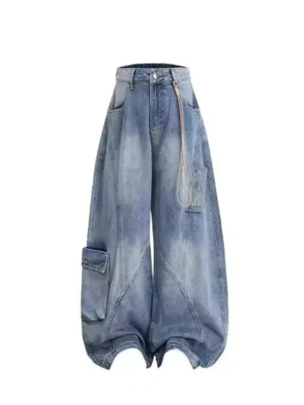 

plus Size 300 Pou American Sle Knife Jeans Men Women Autumn Winter New High Street Design Wide Leg Pants