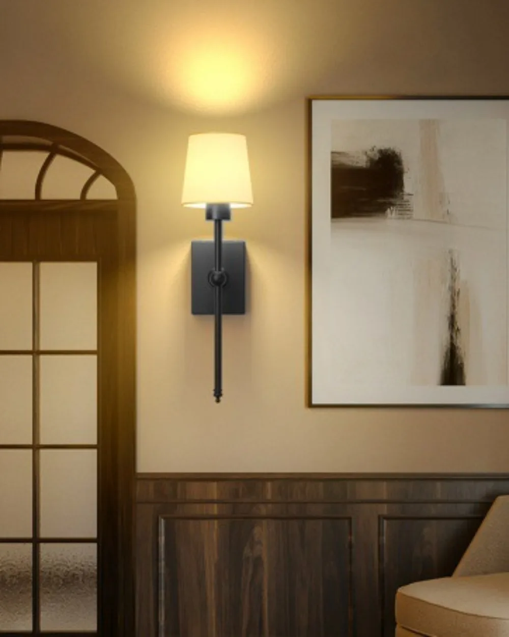 Battery-Powered Modern Wall Lamp Set of 2,Black 6000mAh Dimmable LED Lamp with Remote Control,Suitable for Living Room Bedroom