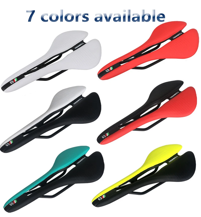 TOSEEK MTB Road Bike Saddle Ultralight 185g Racing Seat Hollow Ergonomic Design Cr-mo Seat Rail Saddle Bicycle Parts 7 Colors