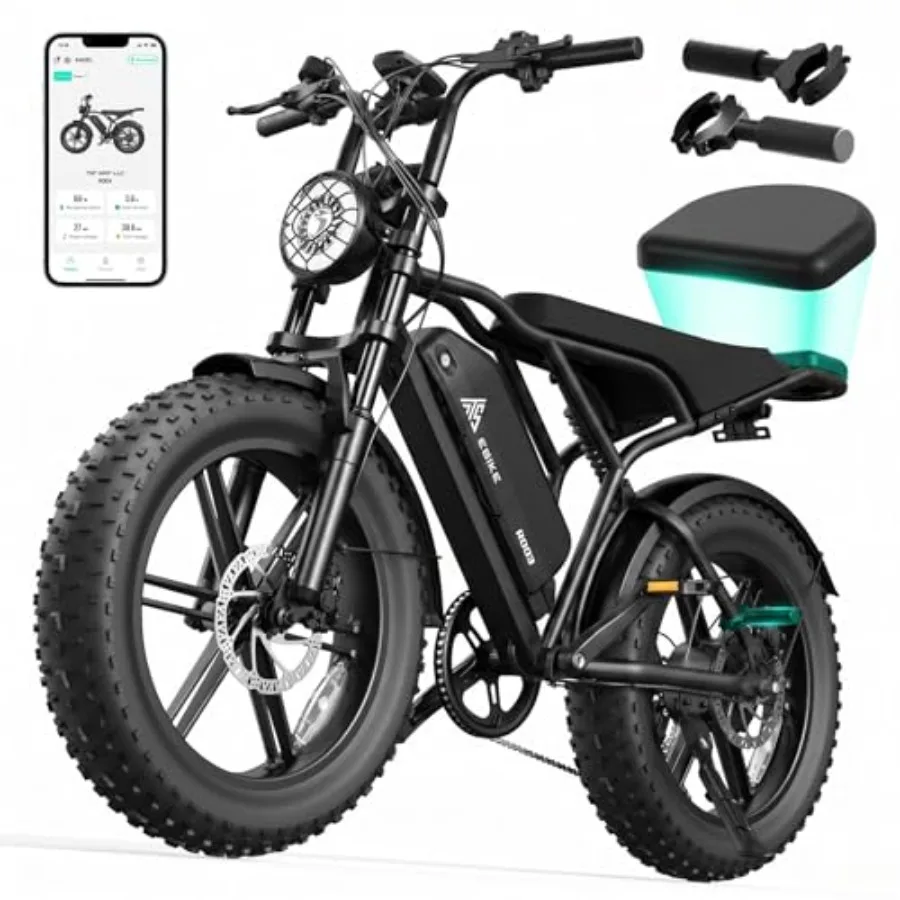 

All-terrain electric bike for adults, aluminum alloy frame, matte black finish, 1500W peak motor with 60/110-mile range and 28
