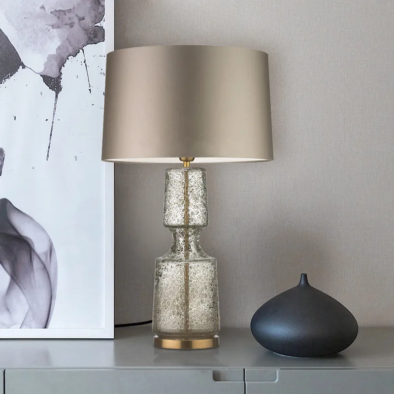 SANDYHA American Style Glass floor lamp for Bedroom Bedside Table Led Light Living Room Study