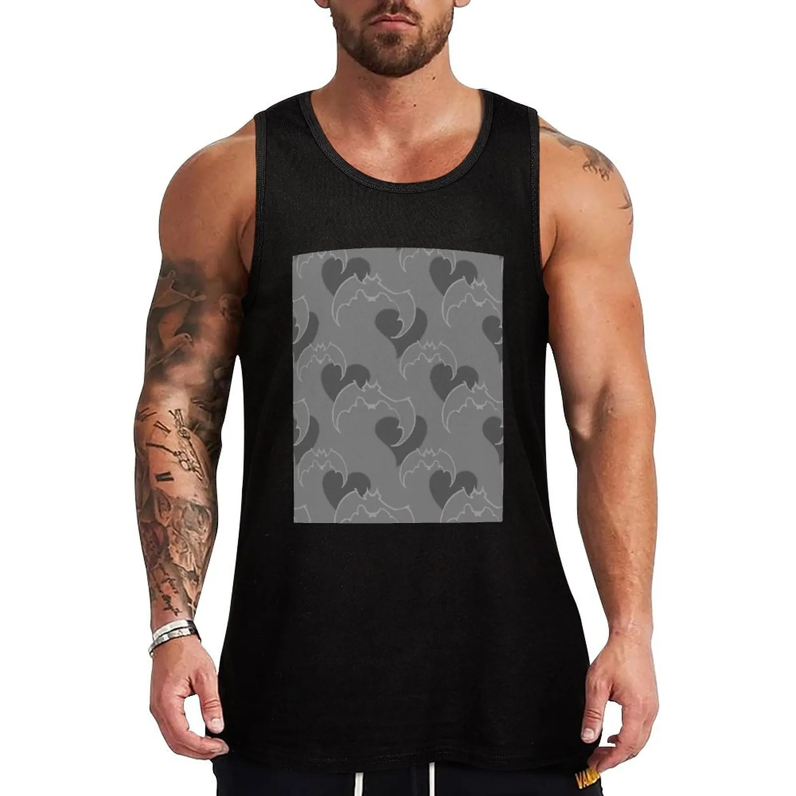 

hearts & bats in greys Tank Top Lightweight Sleeveless T Shirt Basic Casual Top