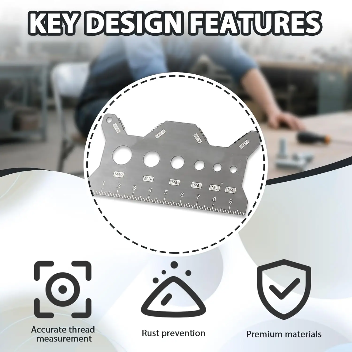 5/10Pcs Dual-Sided Stainless Steel Thread Pitch Gauge Card Multifunctional Bolt Nut Screw Measuring Ruler Metric Thread Checker