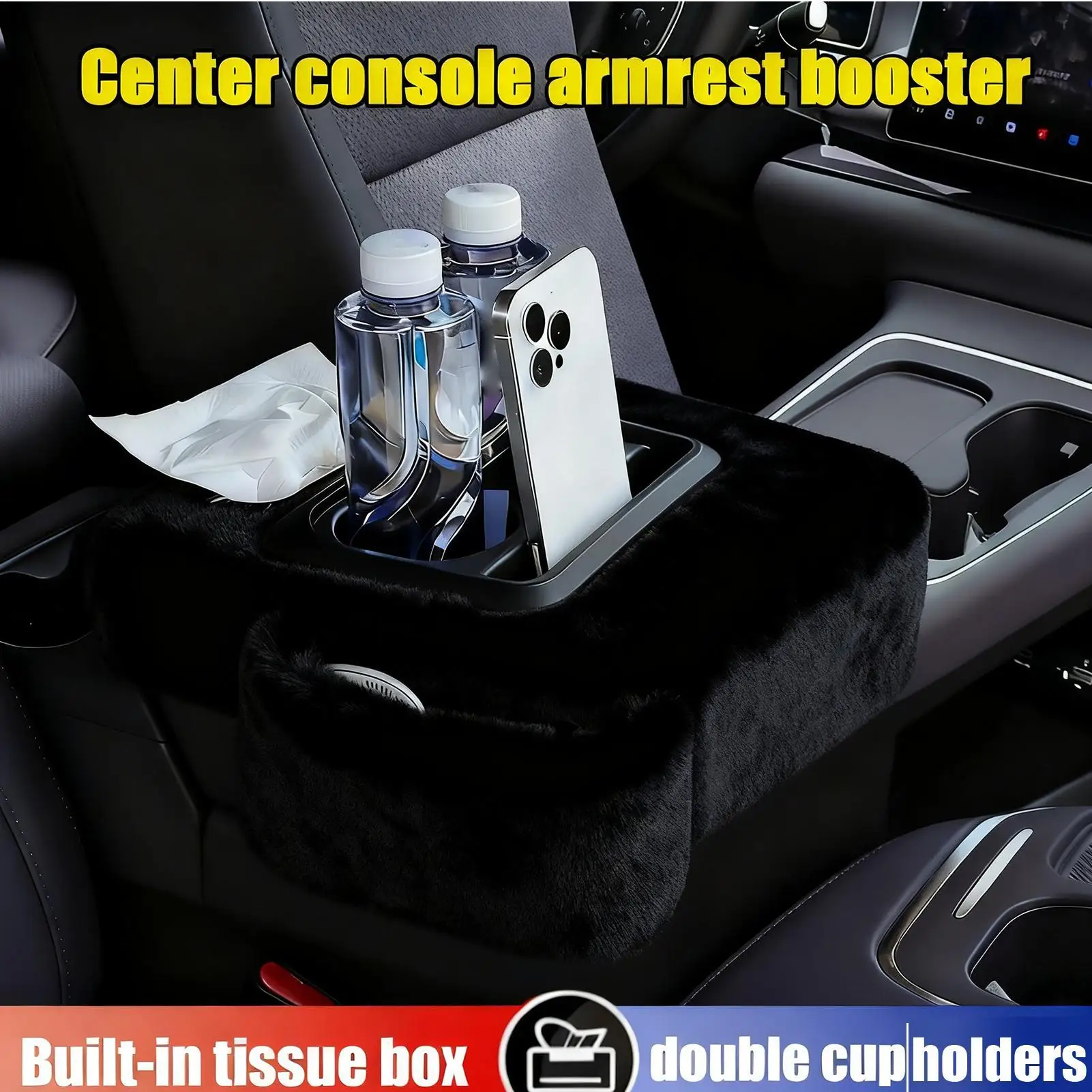 Car Armrest Cushion Plush Cushion Protector Auto Armrest Protector For Car Interior Truck Automobile SUV Center Console Winter