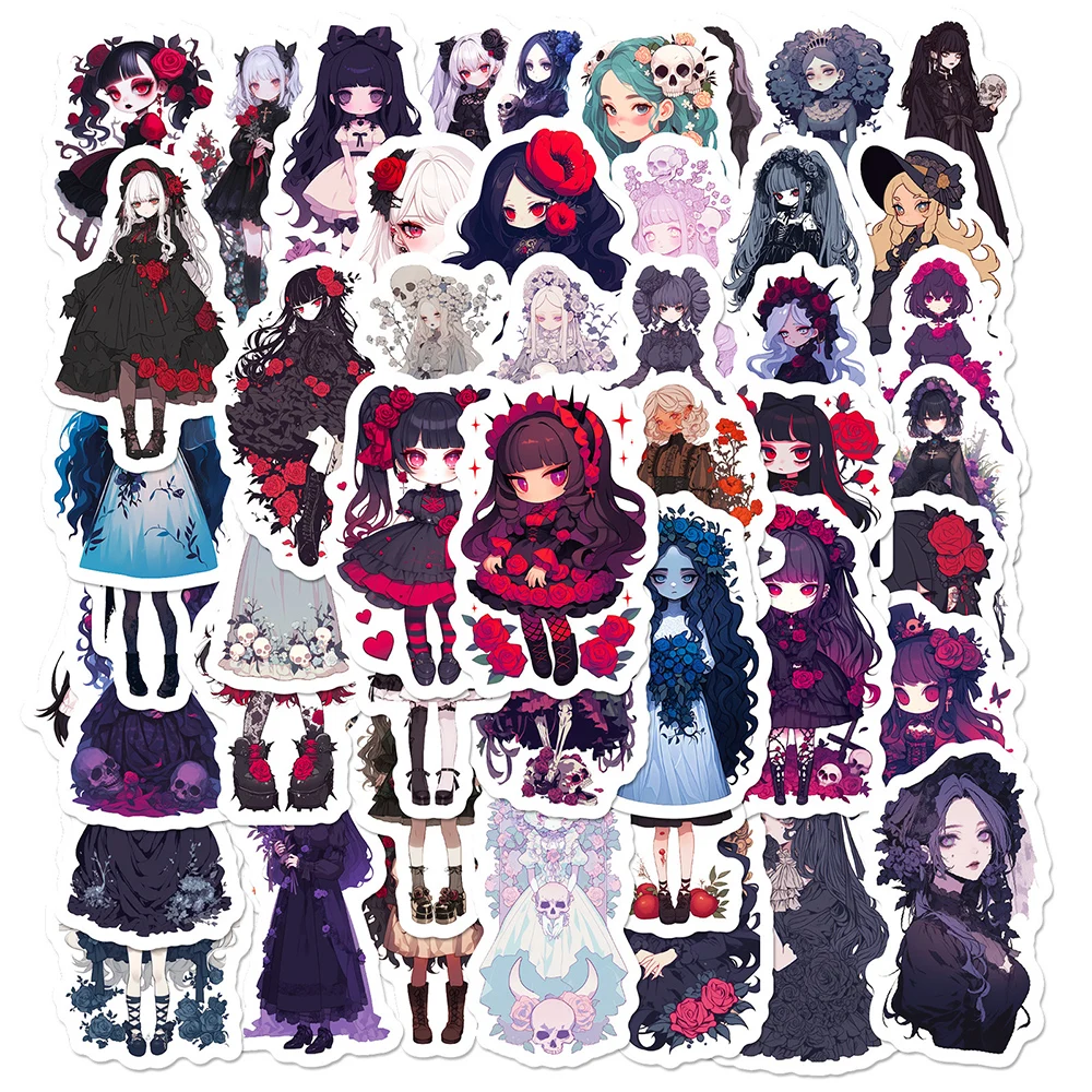 

10/30/50pcs Anime Gothic Lolita Girl Stickers Cartoon Graffiti Decals for Kids Toys DIY Notebook Fridge Laptop Aesthetic Sticker