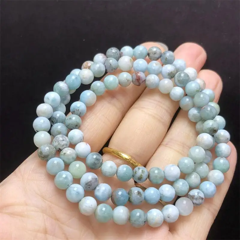 6MM Natural Larimar Triple Circle Bracelet Women Reiki Healing Strand Bangles Jewelry For Female Gift 1PCS