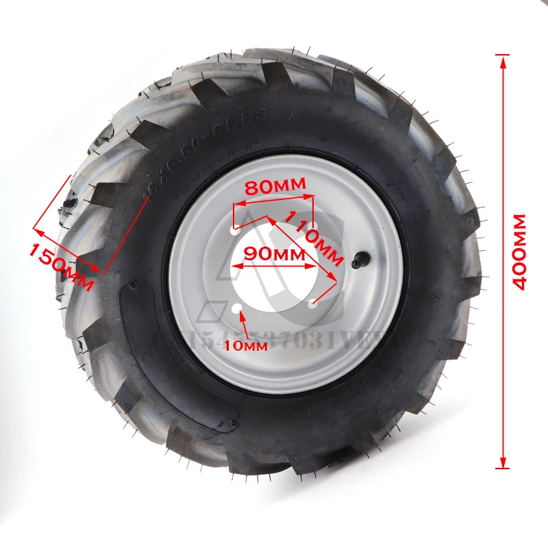 16x6.50-8 tires with hubs for garden carts, lawn mowers, tractors, wheelbarrows, snow blowers, vans, carts, etc.