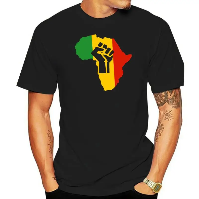 New Africa Power Rasta Reggae Music Logo Men's Black T Shirt Size S To 3xl 100% Gift Tshirts For Man