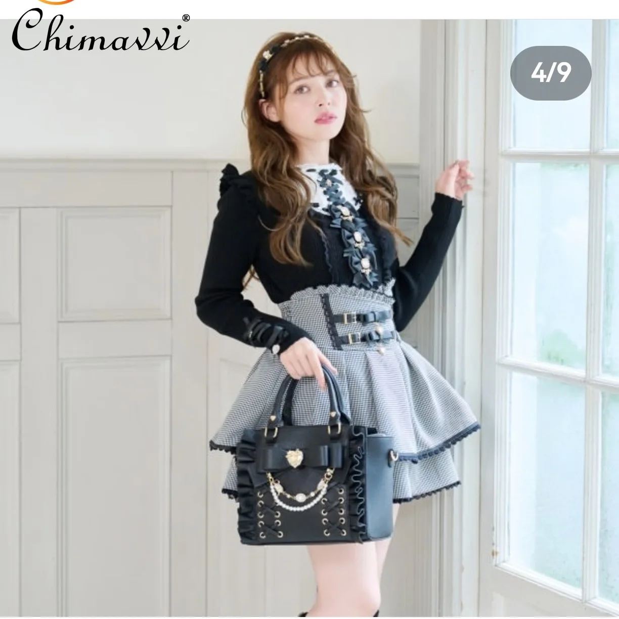 النمط الياباني ليز لطيف القوس الدانتيل المرقعة محبوك سترة الخريف جديد فتاة حلوة طويلة الأكمام أنيقة الأميرة سترة أعلى