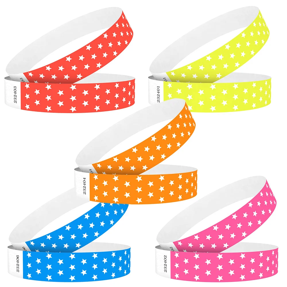 

Neon Stars 5 Colors Wristbands 50pcs Paper Bracelets Birthday Event Entry Festivals Parties Clubs Concert Bar Entrance Admission