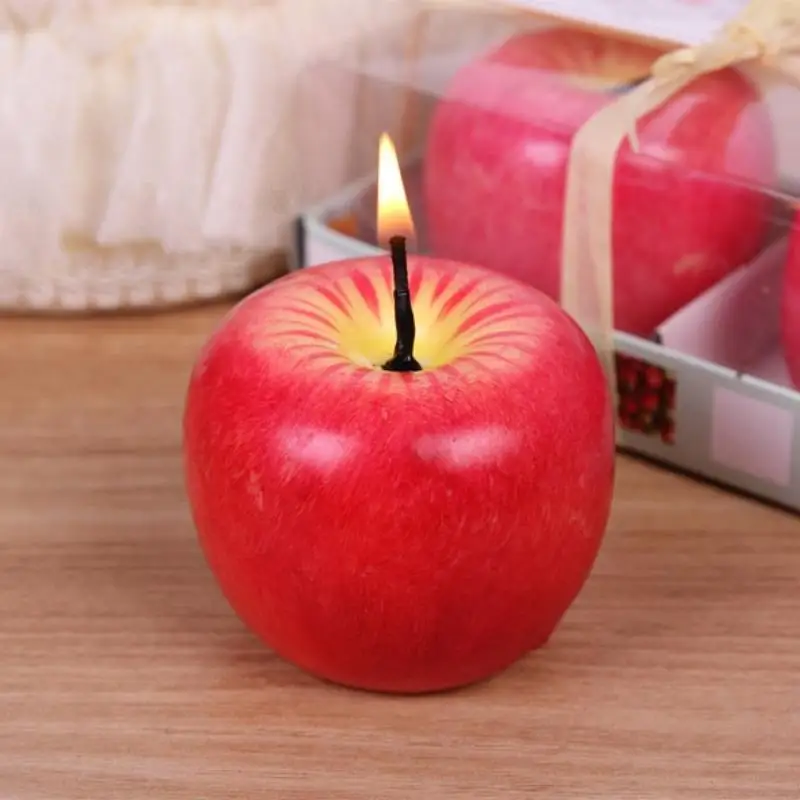 3D Apple Candle Realistic Apple Candle Simulated Fruit Scented Candle for Birthday Christmas Party Decoration Holiday Gift