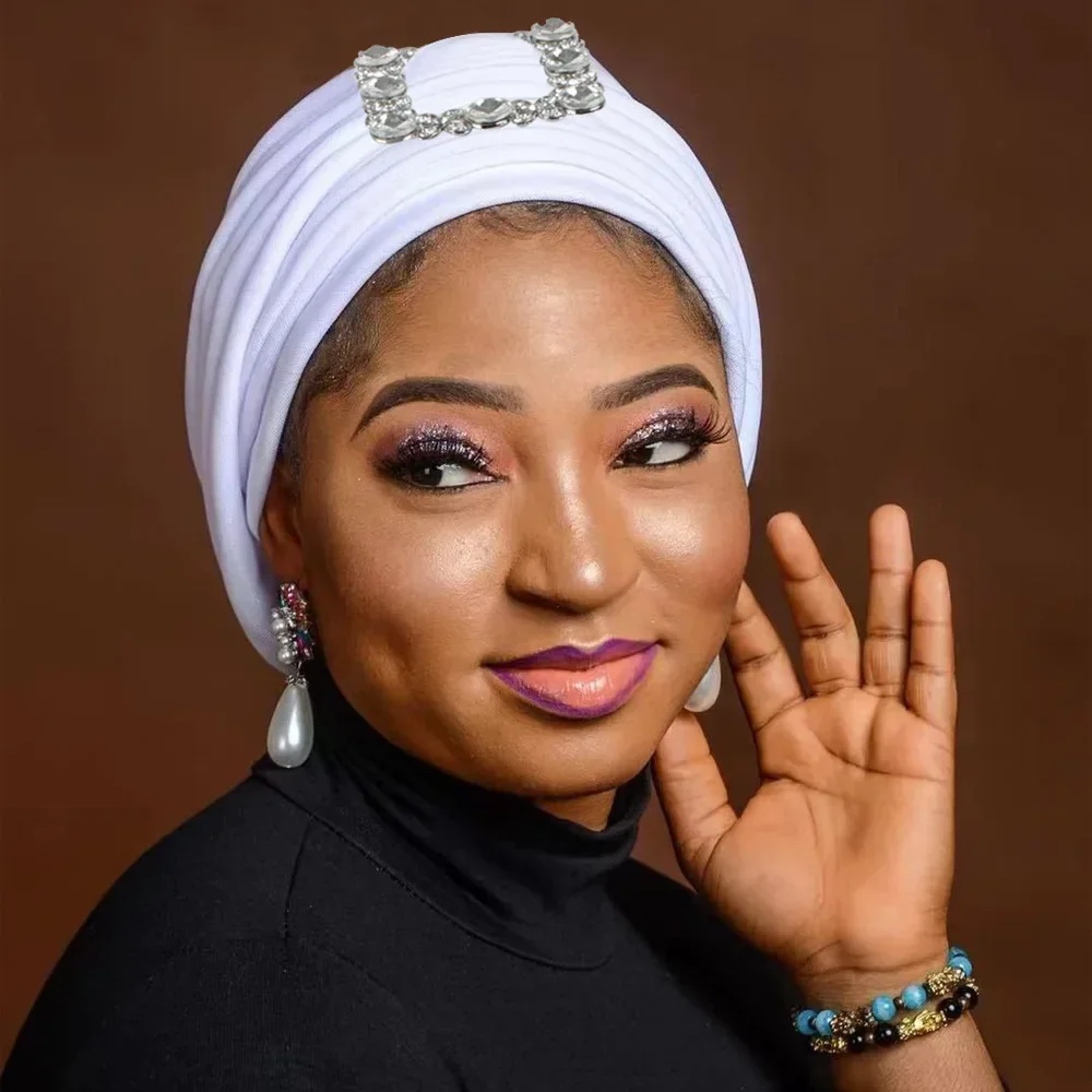 

Nigeria Women Turban Cap African Auto Gele Headties Already Made Wedding Party Female Head Wraps Big Bowknot Autogele Head Ties