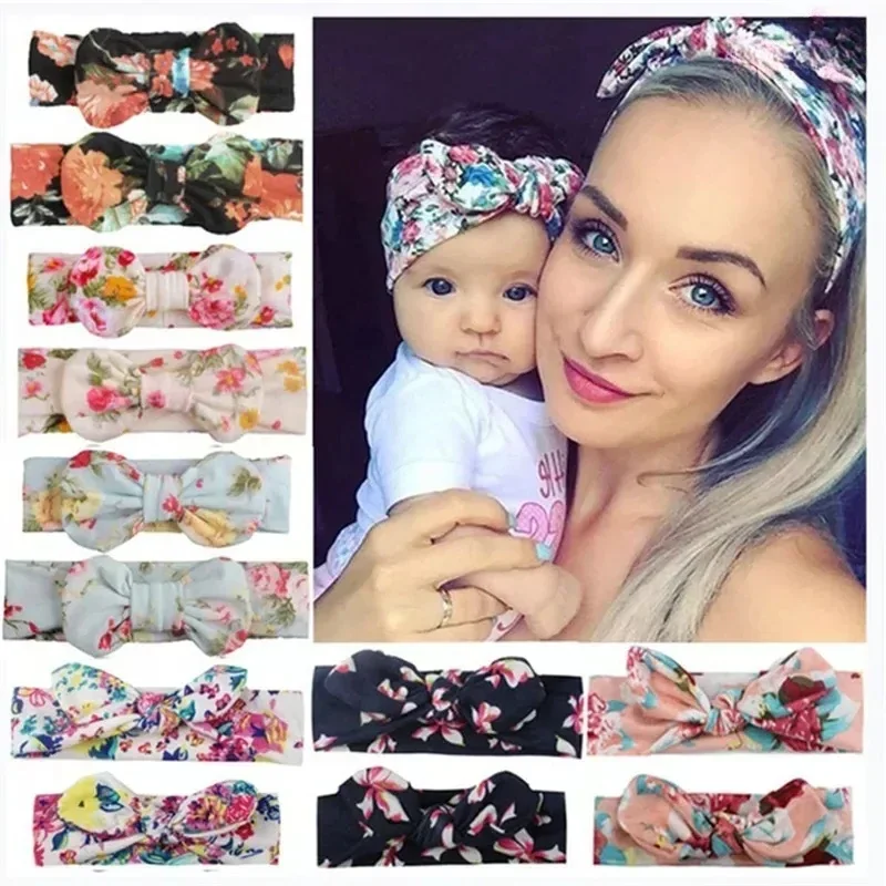 2Pcs Mom Daughter Matching Hairband Set Turban Baby Girls Twist Knot Headbands Family Parent-Child Headwear Accessories