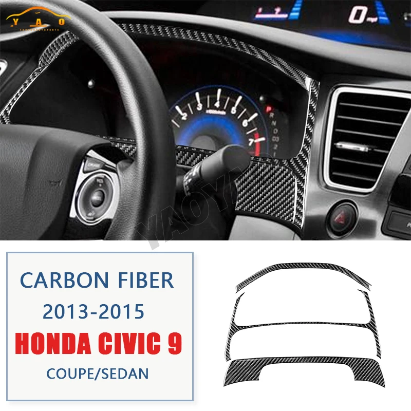 

Carbon Fiber Velocimeter Surround Cover Trim Sticker Decal For Honda Civic 9 Coupe Sedan 2013-2015 Car Interior Accessories