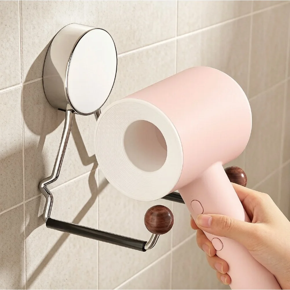 Stainless Steel Hair Dryer Holder Wall Mounted with Open Design for Moisture Reduction 304 Grade 13x10.5x14.7cm