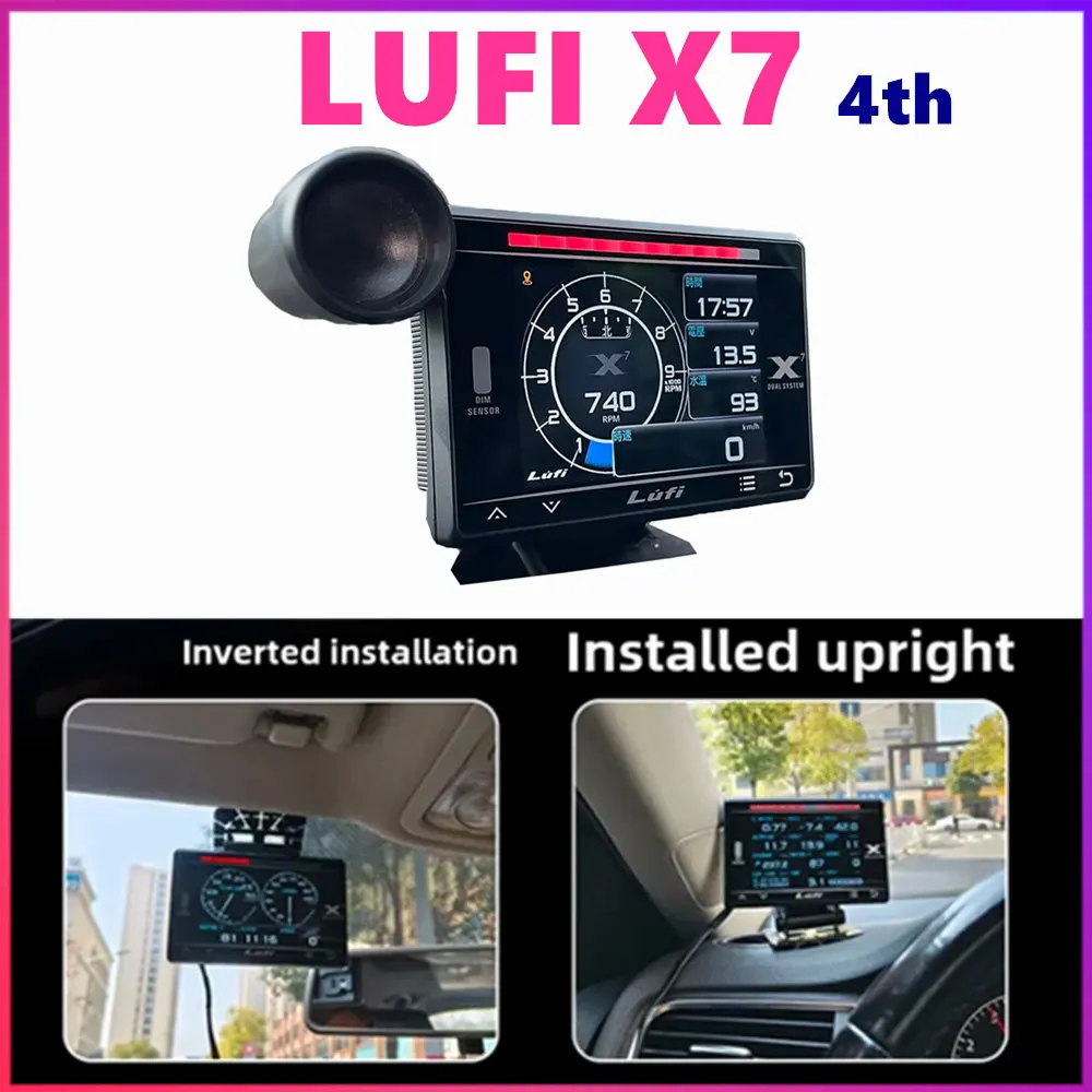 

LUFI X7 4th OBD Gauge Multi-Function Car Monitor for Coolant/Exhaust Temp & Turbo RPM with RGB LED OBD2 Meter