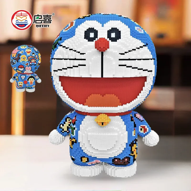 Doraemon klocki do budowy 70cm Model 3D Puzzle Kawaii Doraemon połączenie montażowe Mini cegła figurka zabawka do dekoracji wnętrz