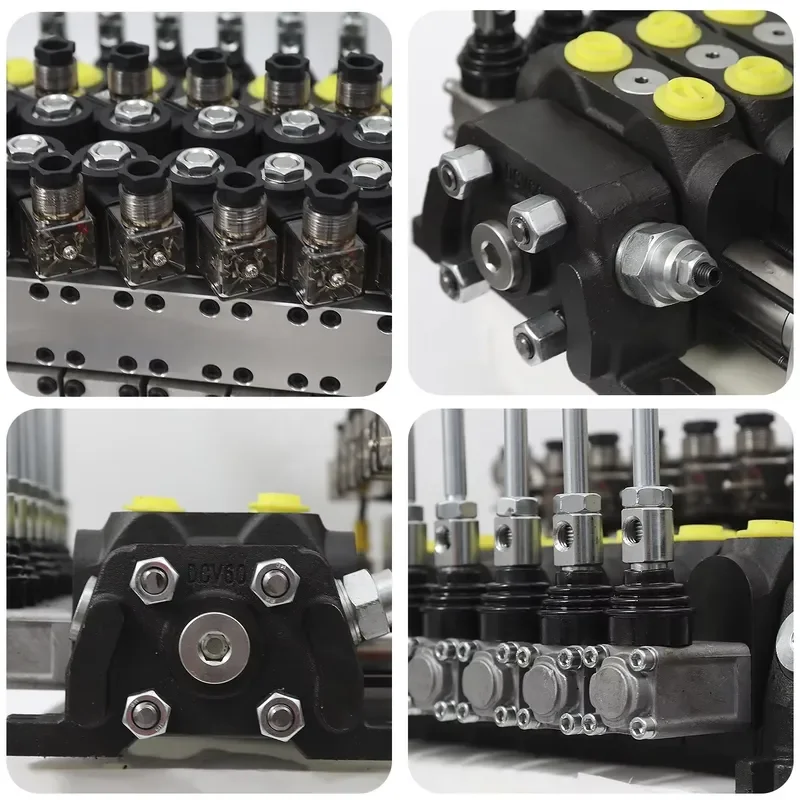 DCV60 8 Spool Hydraulic Valve Remote Control Electric Pneumatic Hand Control Valve 24V for Harvester Agricultural Machinery