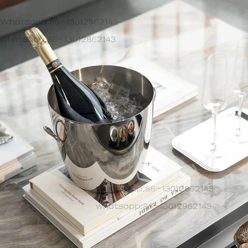2026   Nordic Personality Stainless Steel Ice Bucket Household Wine Set High Value Wine Champagne Beer Red Wine Ice Bucket