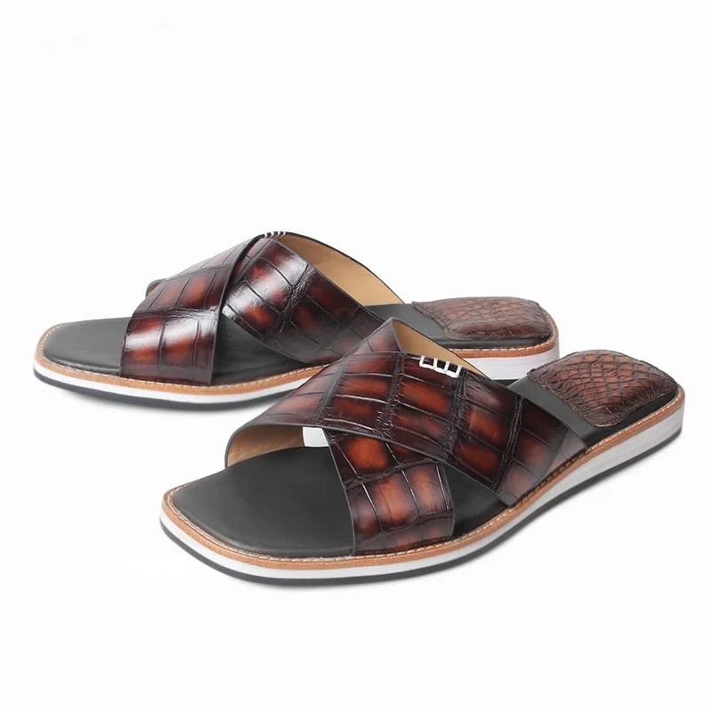 

Crocodile Leather Men Slippers Men's Casual Dress Shoes Leisture Durable, Comfortable, Breathable & Stylish