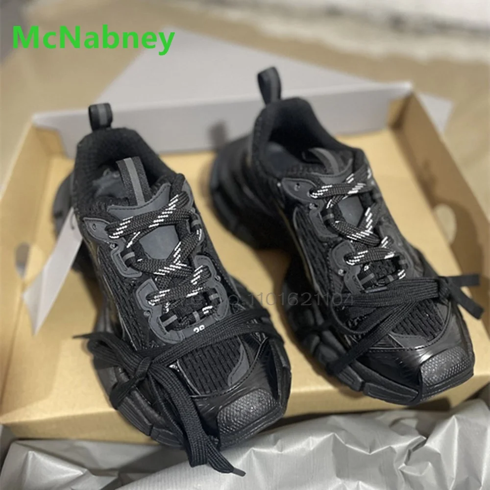 Lacing up Men's and Women's Couple Sport Shoes 2025 Thick Sole Luxury Design Casual Retro Dirty Casual Sneakers Breathable Upper - Image 6