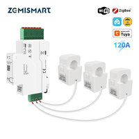 Zemismart 120A Zigbee WiFi Din-rail Energy Meter 3 Phase Power Monitor Work with Tuya Withdrawable Split-core CTs 120V 240V