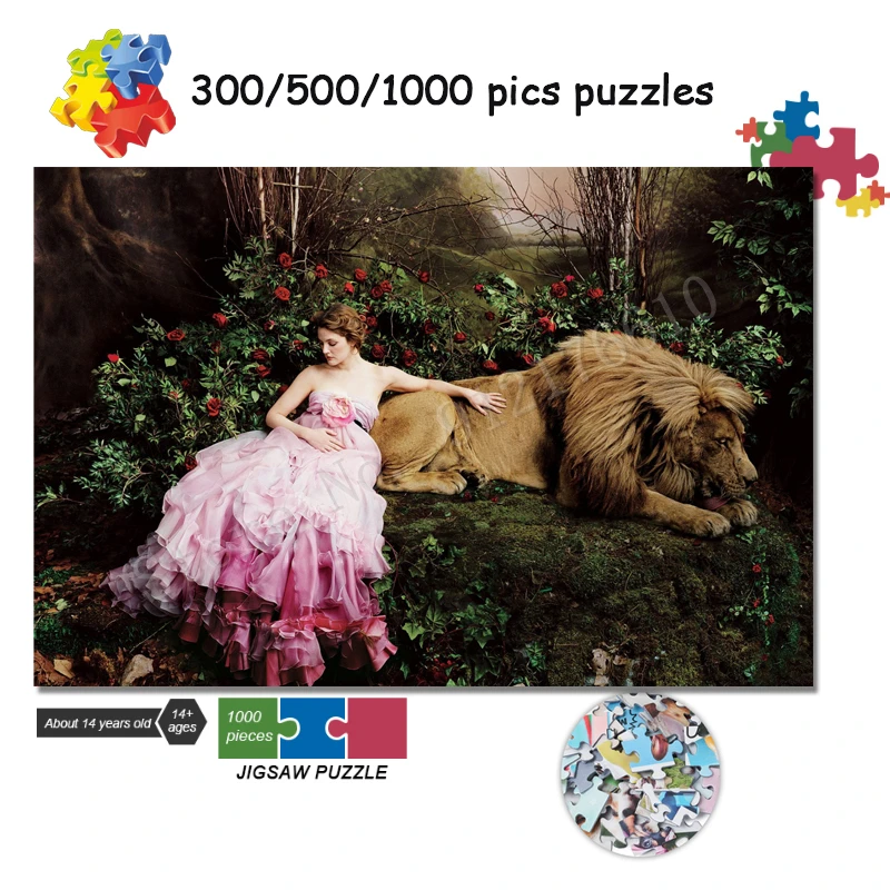 

Beauty and The Beast Disney Puzzles 300/500/1000 Pics Fashion Movies Jigsaw Puzzle Parent Child Interaction Decompression Gifts