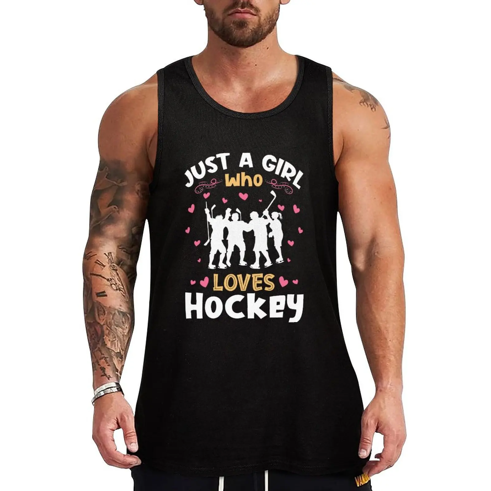 

Just a Girl who Loves Hockey Gift Tank Top Sportswear for men sleeveless t-shirts for men