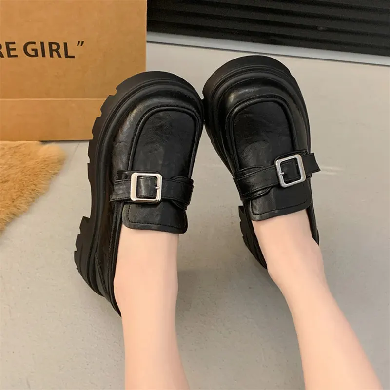 British Style Lolita Shoes Women College Pu Leather Platform Loafers  Girls Japanese Jk Uniform Oxfords Shoes Thick Sole Shoes