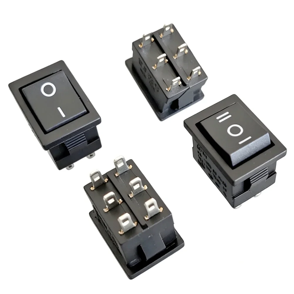 10pcs KCD1 21x15mm 6 Pin Boat Rocker Switch 6A 250V 10A 125V 2/3 Position on Off AC Power Switch for Home Appliance Industrial