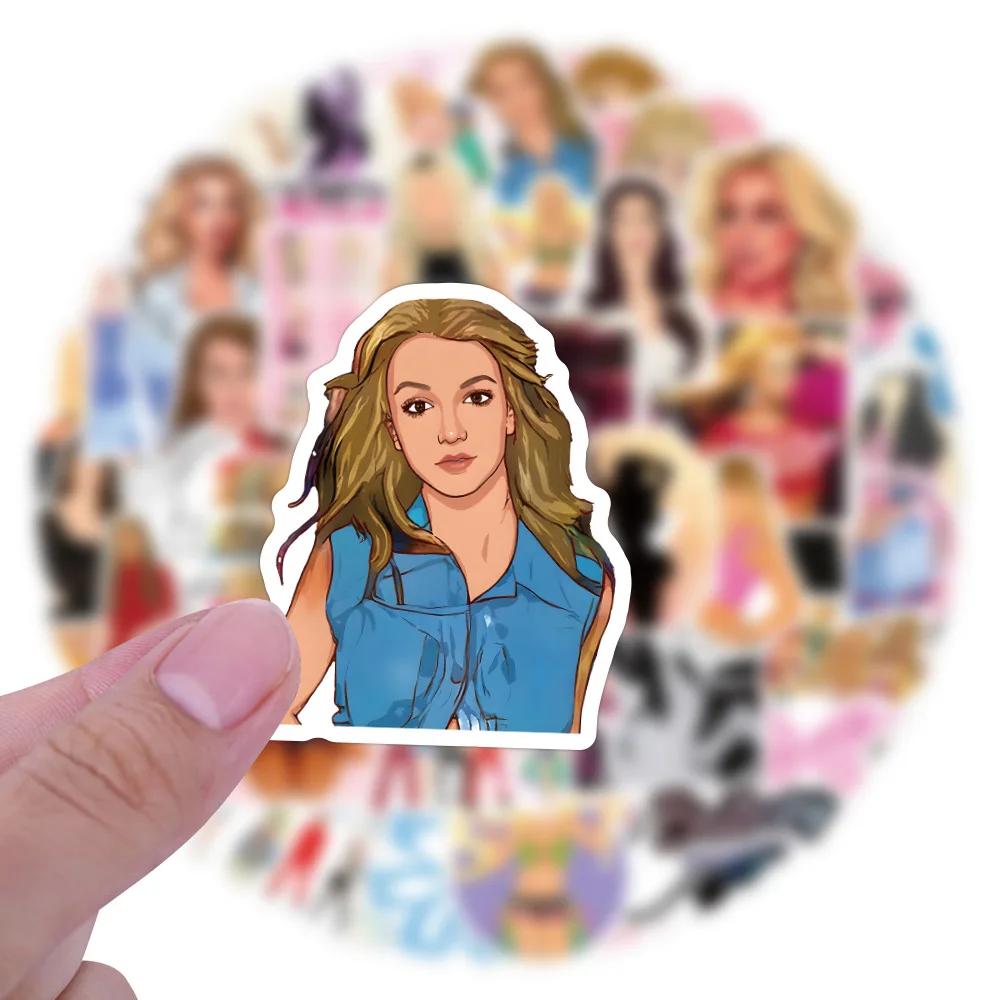 55Pcs Britney Spears Singer Princess Of Pop Stickers Catoon Waterproof Graffiti Vinyl Decals DIY Phone case Laptop Toy Kid Gifts