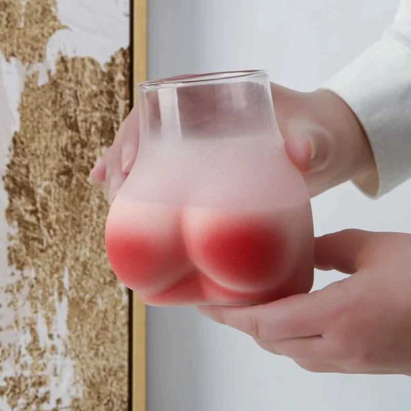 

Transparent Borosilicate Glass Butt Shaped Mug Nordic-Inspired Creative Cute Cup for Milk Water Coffee Home Decor Adults Gift