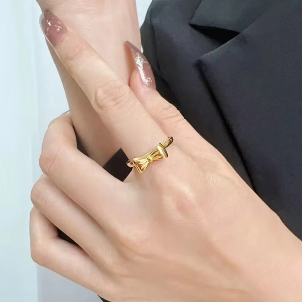 Minimalist Style Bow Ring for Women\'s Valentine\'s Day and Christmas Jewelry Gift