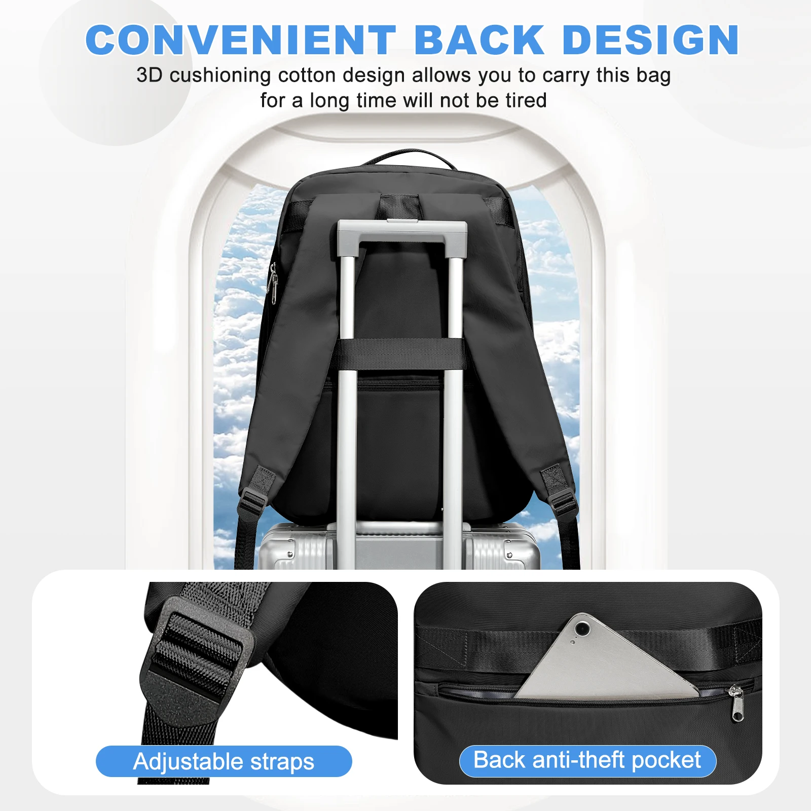 Laptop Backpack 15.6-inch, Airplane Travel Backpack Cabin Bag for Men, Expand Large Capacity Easyjet Cabin Bag 45x36x20 Backpack