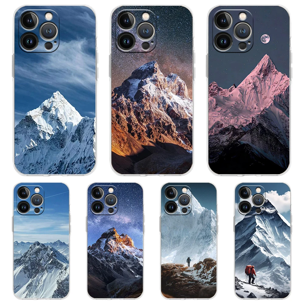 Everest mountain world first Luxury Phone Case For iPhone 16 15 14 13 12 11 Pro Max XS X XR SE 7 8 Plus Silicone Clear Cover