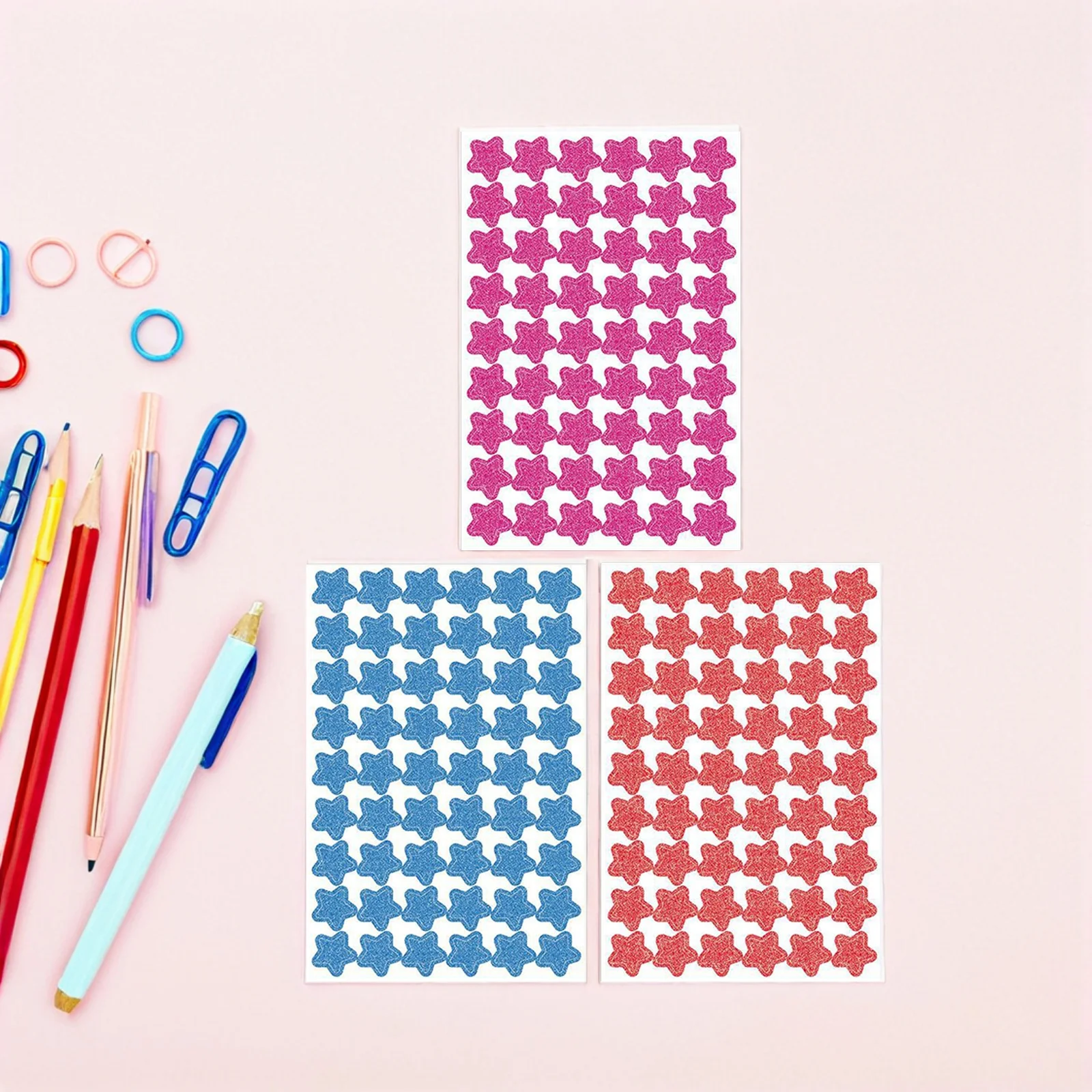 

6 Sheets Star Stickers Glitter Colorful Self-Adhesive Small Reward Stickers for Classroom Behavior Charts Scrapbooking