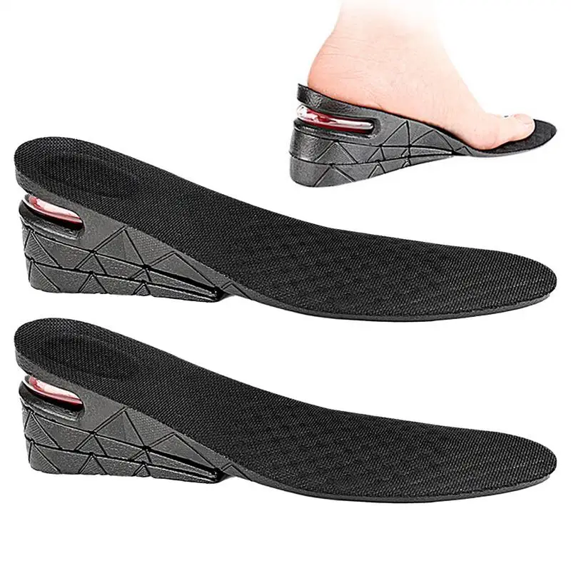 

Стельки для повышения высоты для мужчин, 3-слойные регулируемые эластичные подушки, невидимая поддержка пятки, стельки для увеличения высоты 2,56 дюйма для