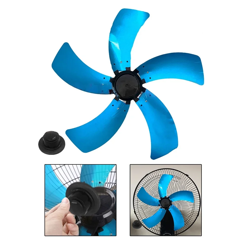 5pcs 16Inch Aluminum Fan Blade Household Fan Blade With Nut Cover Base Standing Fan Or Table Fan Replacement Parts Fan Blades