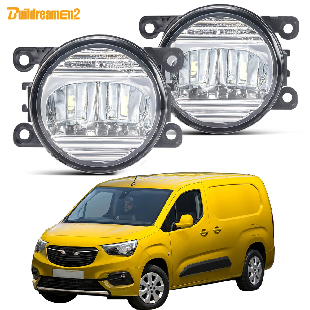 2 X LED Fog Light Assembly 30W H11 Car Fog Daytime Running Lamp DRL For Opel Vauxhall Combo (X19) 2018 2019 2020 2021 2022 2023