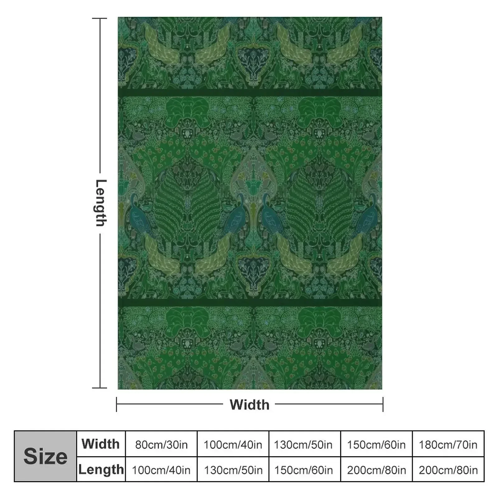 Peacock Art Deco/Art Nouveau in Arsenic Green Throw Blanket Blankets Sofas Of Decoration Plush Blankets