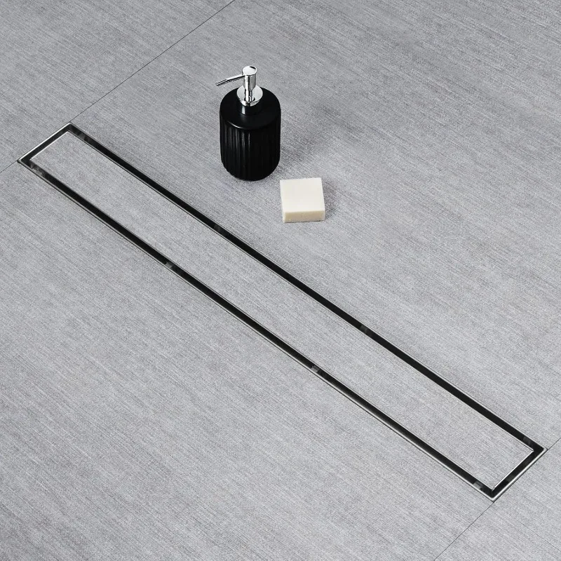 Linear Shower Drain, Shower Drain 36 Inch 2 in 1 Tile Insert and Flat Cover, Brushed 304 Stainless Steel Linear Drain