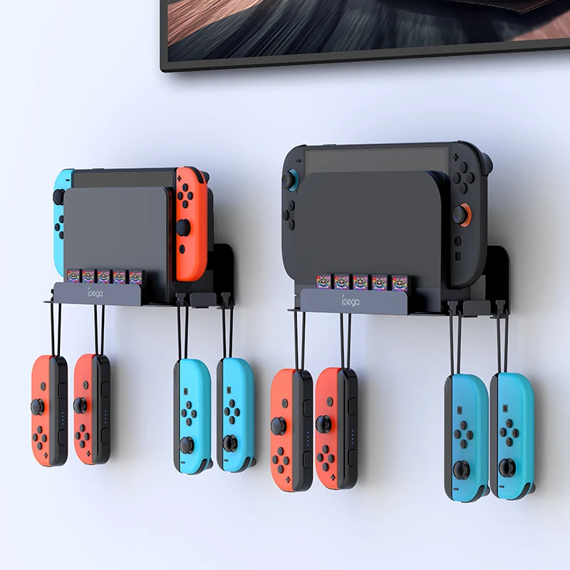 

Metal Wall Mounted Storage Bracket Installation For Nintendo Switch OLED/Switch 2 With 5 Game Card Slots And 4 Hooks