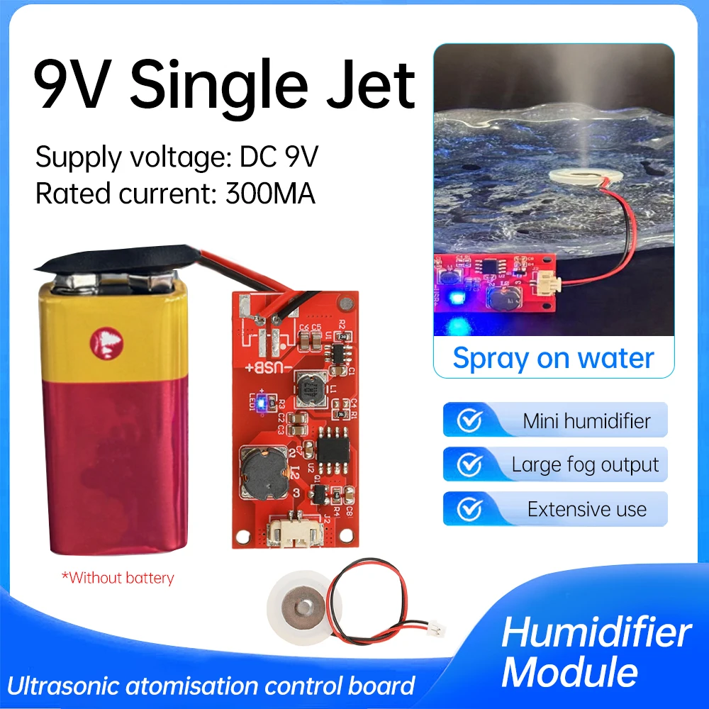 

DC 9V Mini Humidifier DIY Kits Mist Maker and Driver Circuit Board Fogger Atomization Film Atomizer Sheet Mini Oscillating